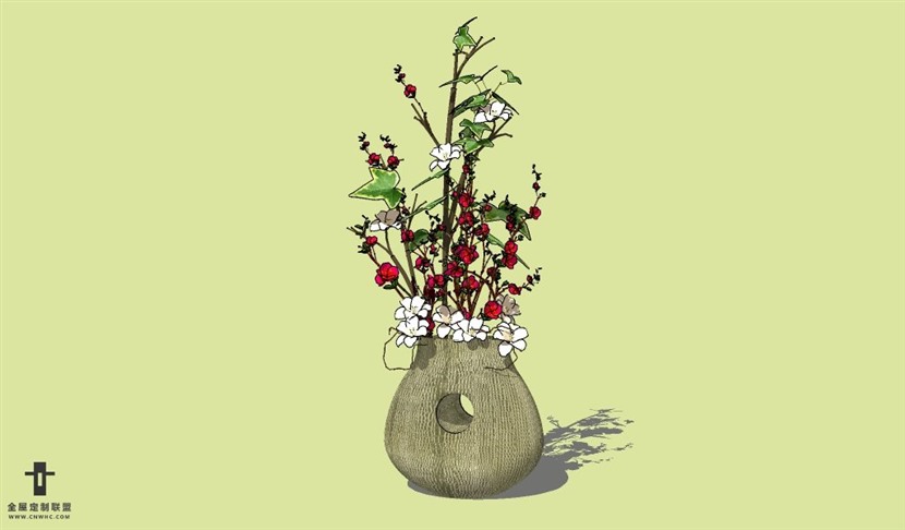 SketchUp草图大师花卉植物花瓶SU模型Vase-078SKP模型