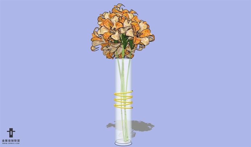 SketchUp草图大师花卉植物花瓶SU模型Vase-083SKP模型