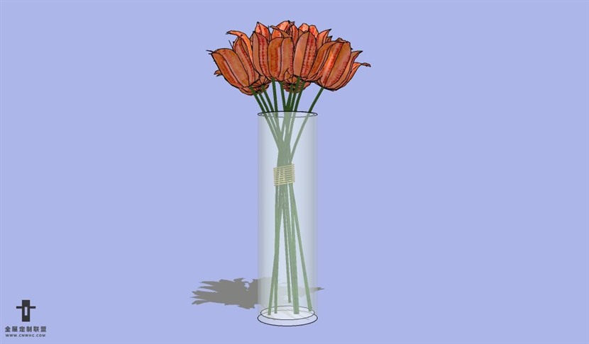 SketchUp草图大师花卉植物花瓶SU模型Vase-084SKP模型