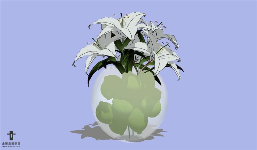 SketchUp草图大师花卉植物花瓶SU模型Vase-085SKP模型