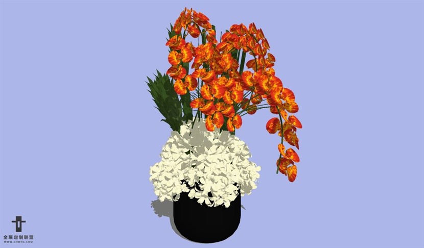 SketchUp草图大师蝴蝶兰花瓶SU模型Vase-089SKP模型