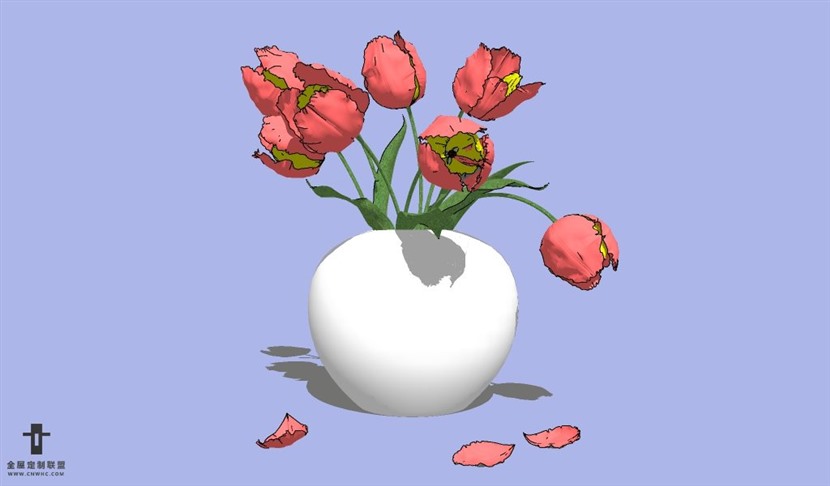 SketchUp草图大师花卉植物花瓶SU模型Vase-100SKP模型