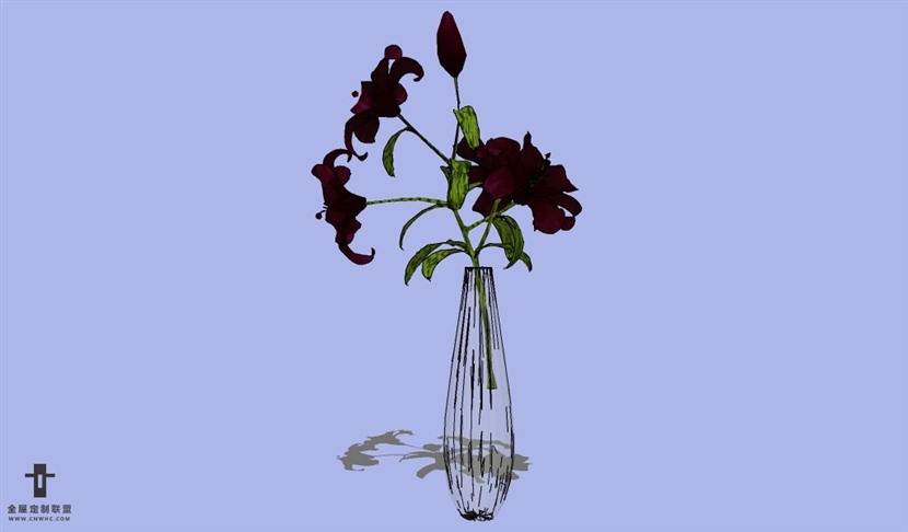 SketchUp草图大师花卉植物花瓶SU模型Vase-101SKP模型