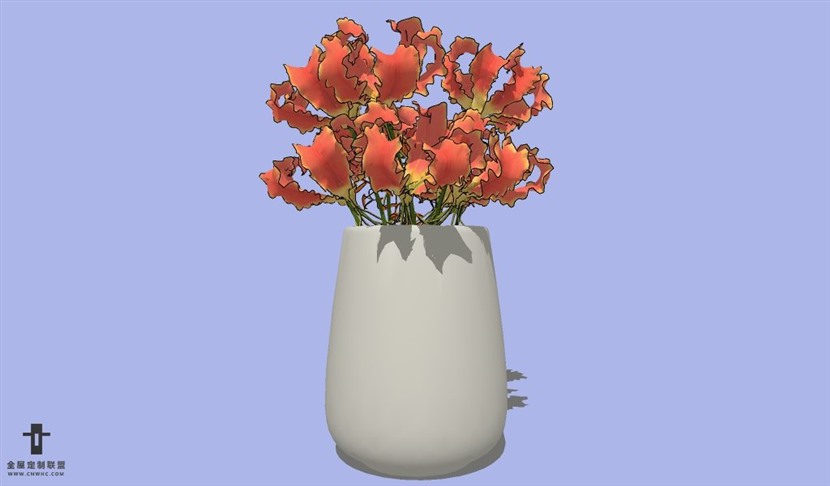 SketchUp草图大师花卉植物花瓶SU模型Vase-105SKP模型