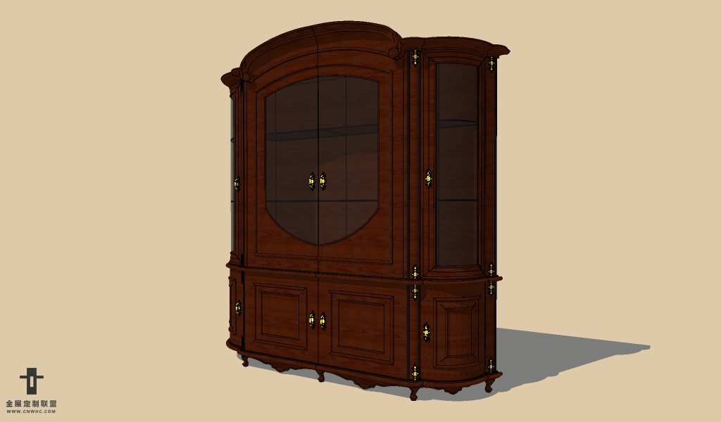 SketchUp草图大师欧式红酒柜SU模型下载wine cabinet-001SKP模型