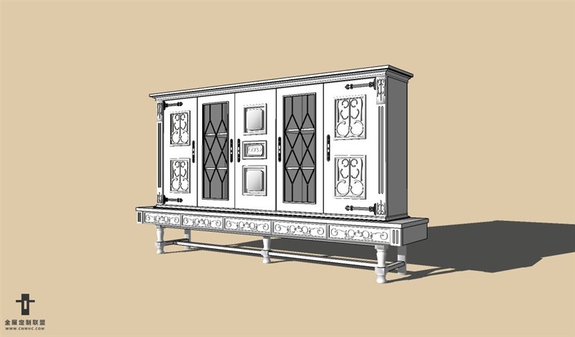 SketchUp草图大师欧式红酒柜SU模型下载wine cabinet-002SKP模型