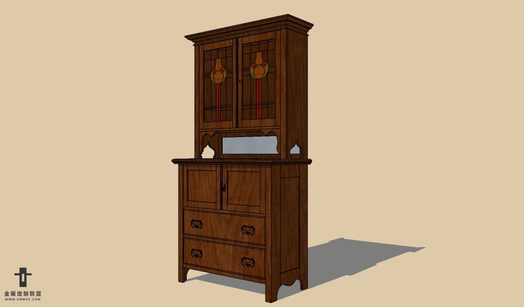 SketchUp草图大师欧式红酒柜SU模型下载wine cabinet-006SKP模型