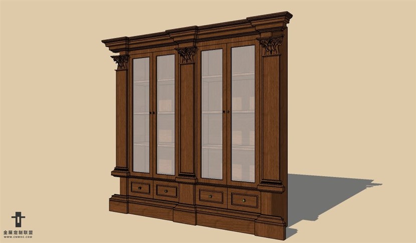 SketchUp草图大师欧式红酒柜SU模型下载wine cabinet-009SKP模型