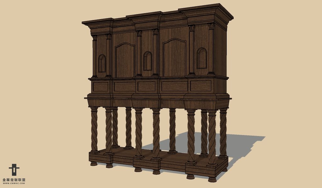 SketchUp草图大师欧式红酒柜SU模型下载wine cabinet-013SKP模型