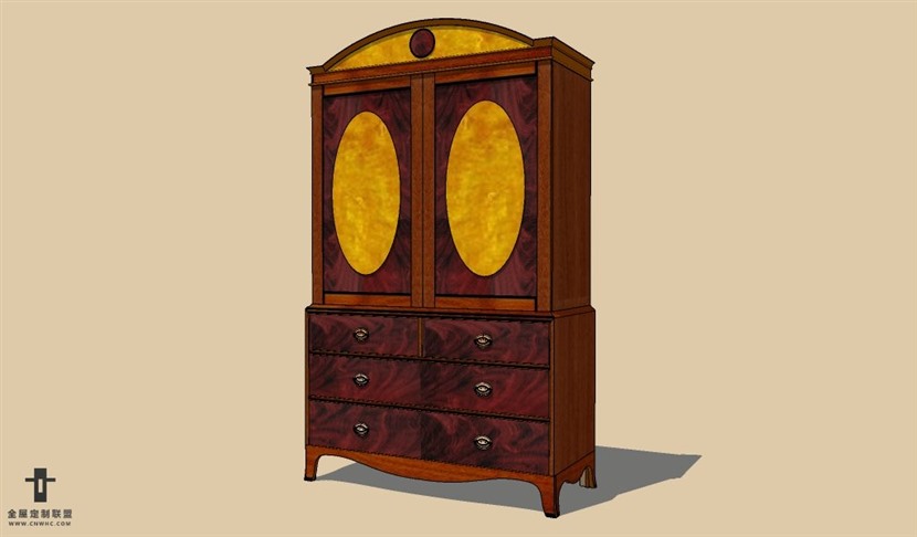 SketchUp草图大师欧式红酒柜SU模型下载wine cabinet-014SKP模型