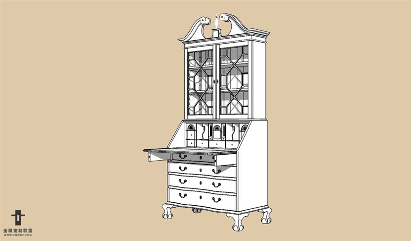 SketchUp草图大师欧式红酒柜SU模型wine cabinet-020SKP模型