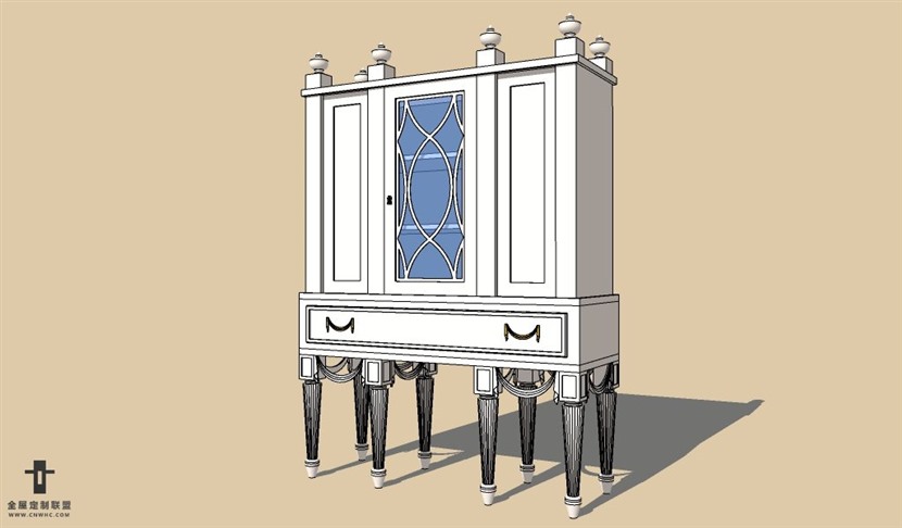 SketchUp草图大师欧式红酒柜SU模型下载wine cabinet-023SKP模型