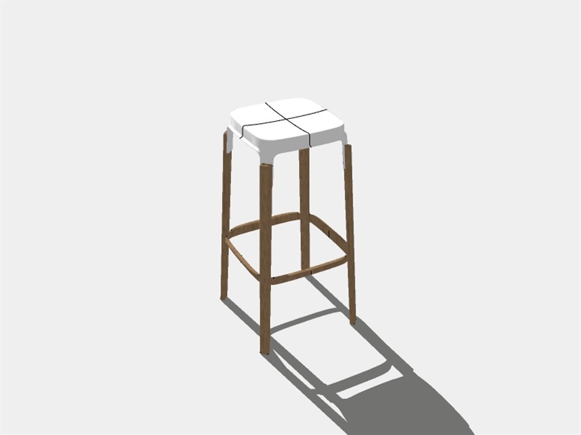 SketchUp草图大师现代北欧风格吧台椅skp模型-Chair-002