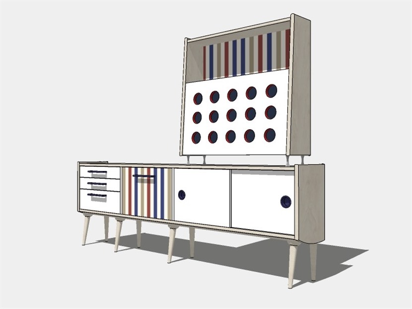 SketchUp草图大师现代北欧风格边柜skp模型-007