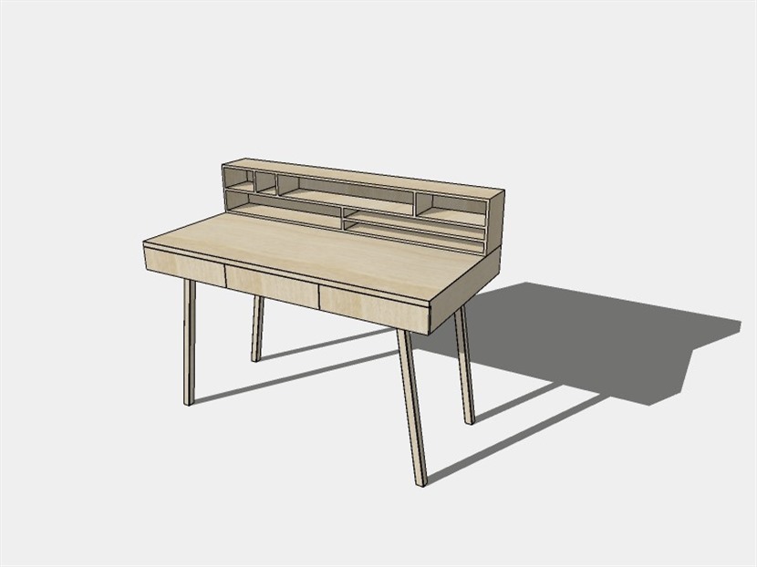 SketchUp草图大师现代北欧风格米兰实木餐桌skp模型-095