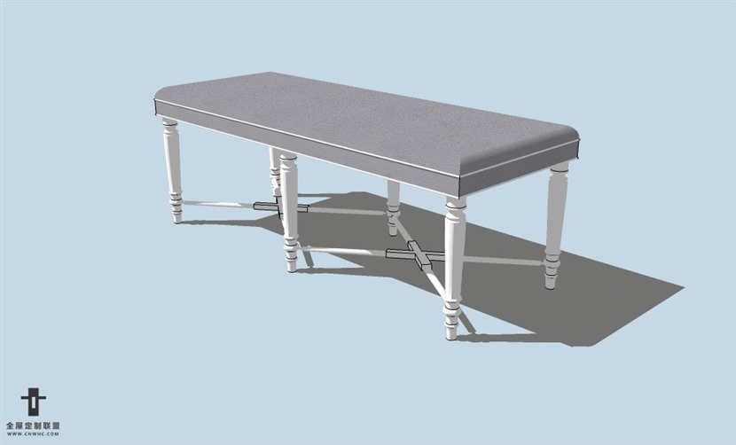 SketchUp草图大师精品现代简约床尾凳模型下载-022SKP模型