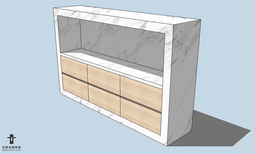 SketchUp草图大师精品现代简约家具餐边柜模型下载-009SKP模型