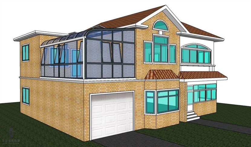 SketchUp草图大师阳光房室外建筑模型下载-029