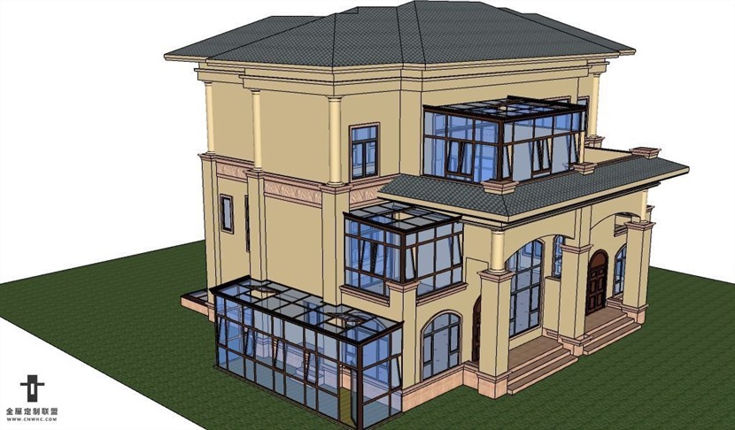 SketchUp草图大师阳光房室外建筑模型下载-024