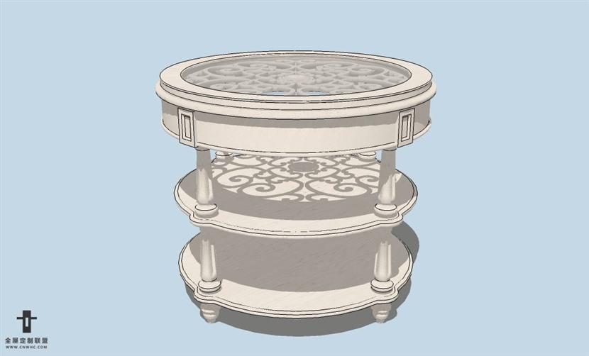 SketchUp草图大师精品美式家具边几skp模型下载-014SKP模型