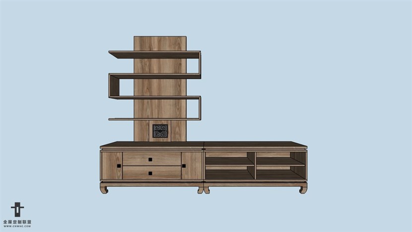 SketchUp草图大师中式风格家电视柜模型下载-028SKP模型