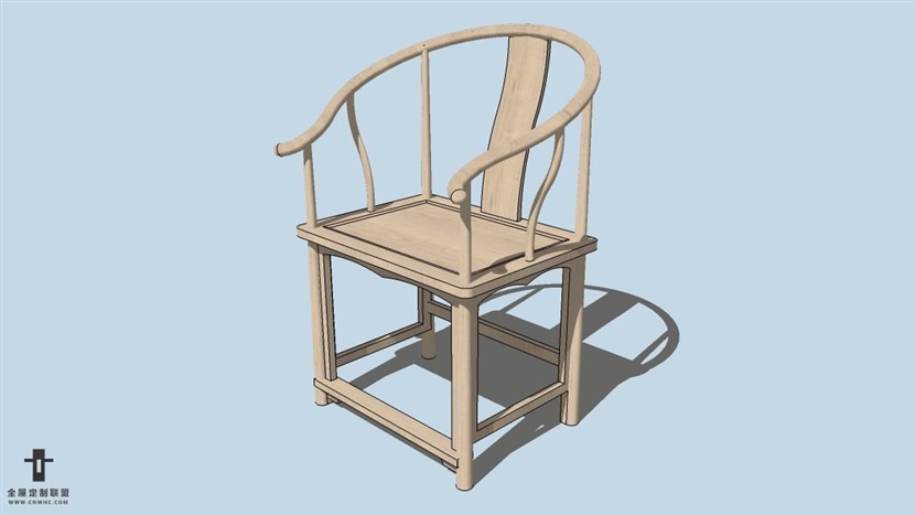 SketchUp草图大师中式风格家圈椅模型下载-033SKP模型