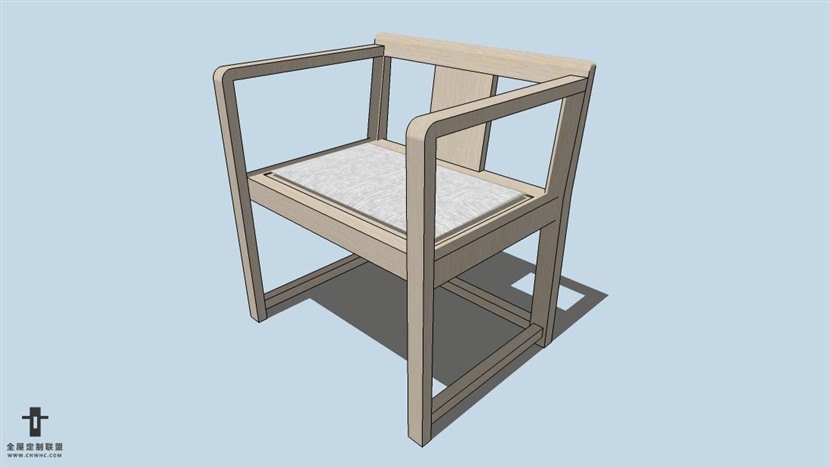 SketchUp草图大师中式风格家无扶手椅子模型下载-036SKP模型