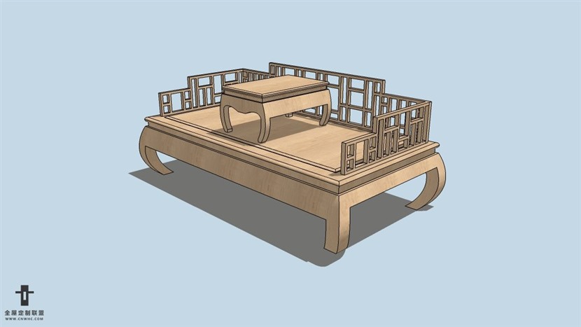 SketchUp草图大师中式风格家榻SU模型下载-041SKP模型