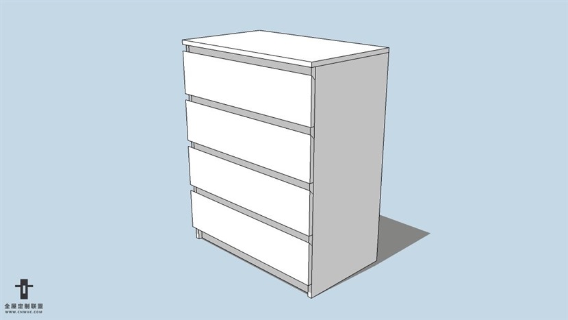 SketchUp草图大师宜家现代风格家具五斗柜skp模型下载-046SKP模型