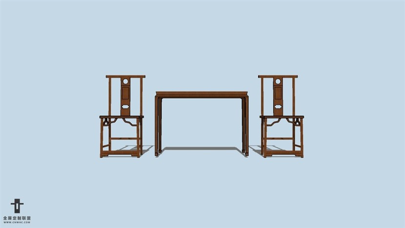 SketchUp草图大师中式风格家具桌椅组合SU模型下载-050SKP模型