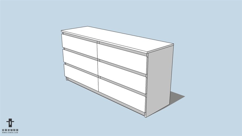 SketchUp草图大师宜家现代风格家具五斗柜skp模型下载-050SKP模型