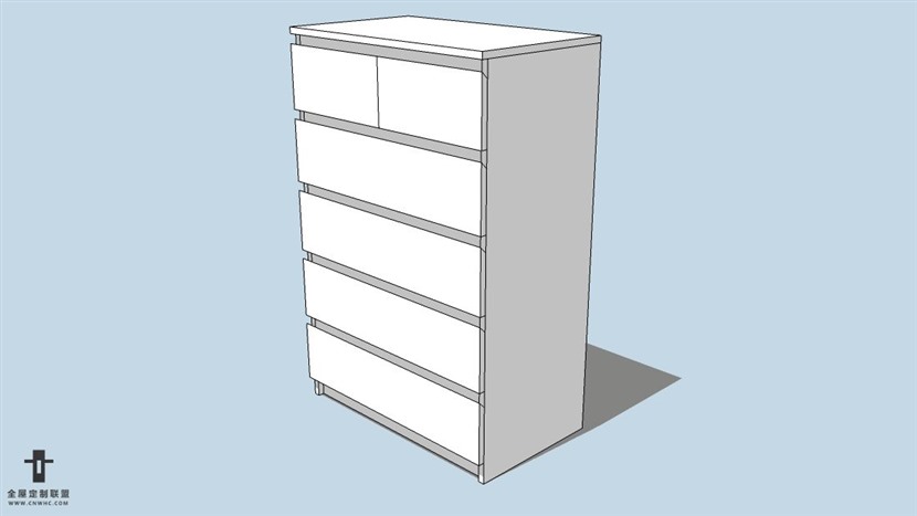 SketchUp草图大师宜家现代风格家具五斗柜skp模型下载-054SKP模型