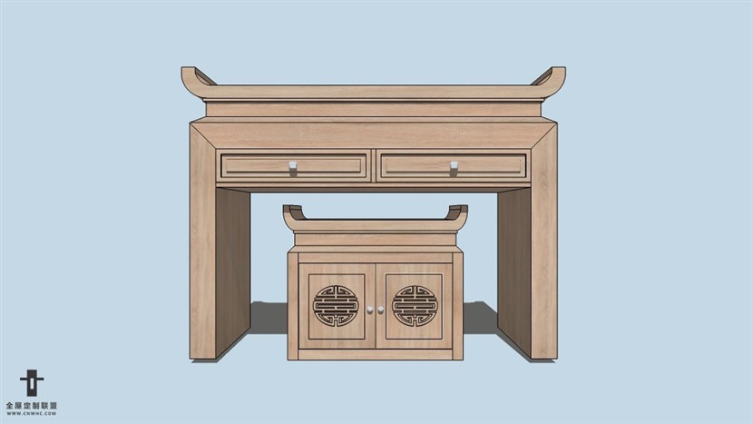 SketchUp草图大师中式风格家具桌子SU模型下载-056SKP模型