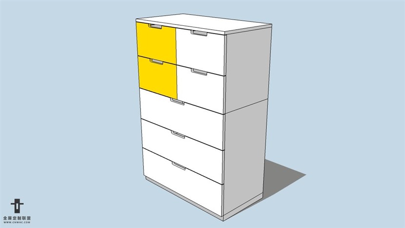 SketchUp草图大师宜家现代风格家具五斗柜skp模型下载-058SKP模型