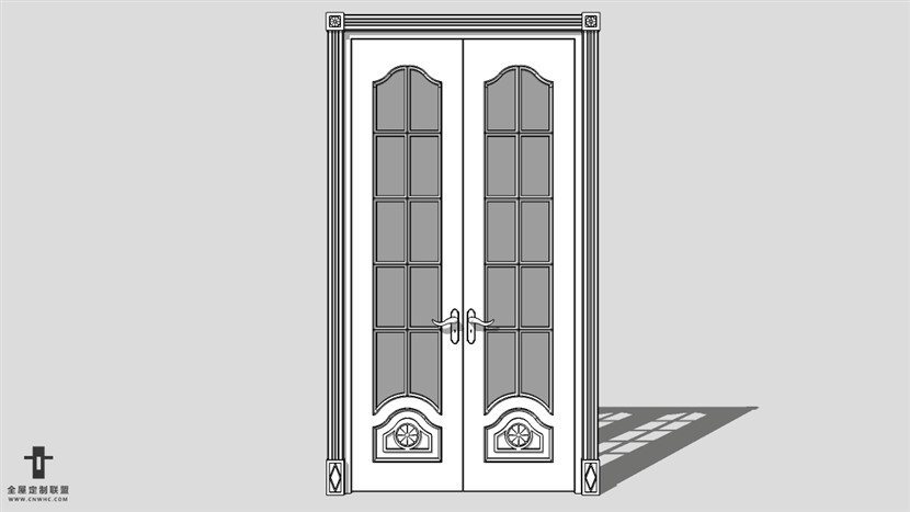 SketchUp草图大师建筑构建欧式门模型下载-005SKP模型