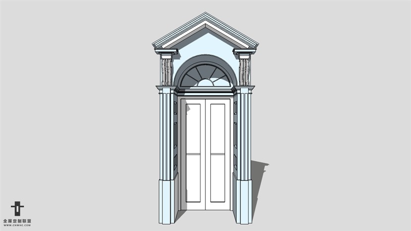 SketchUp草图大师建筑构建欧式门模型下载-010SKP模型