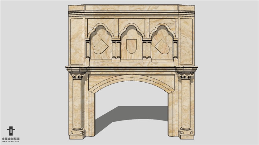 SketchUp草图大师建筑构壁炉建模型下载-004SKP模型