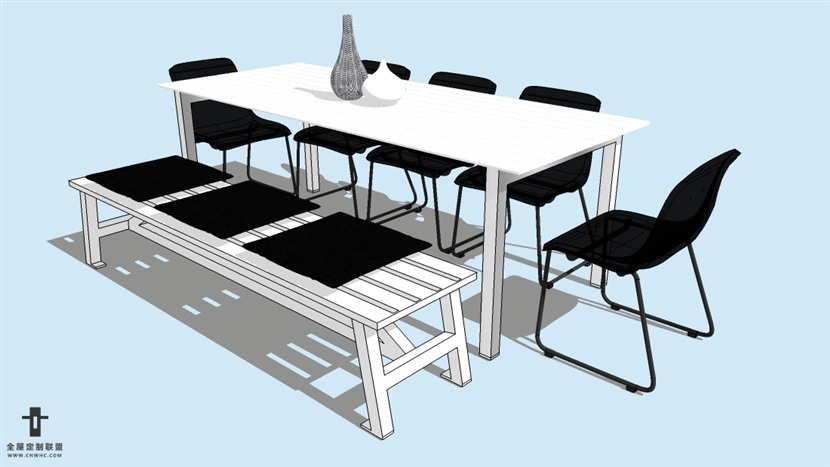 SketchUp精品桌子椅子模型草图大师桌椅组合模型下载-016SKP模型