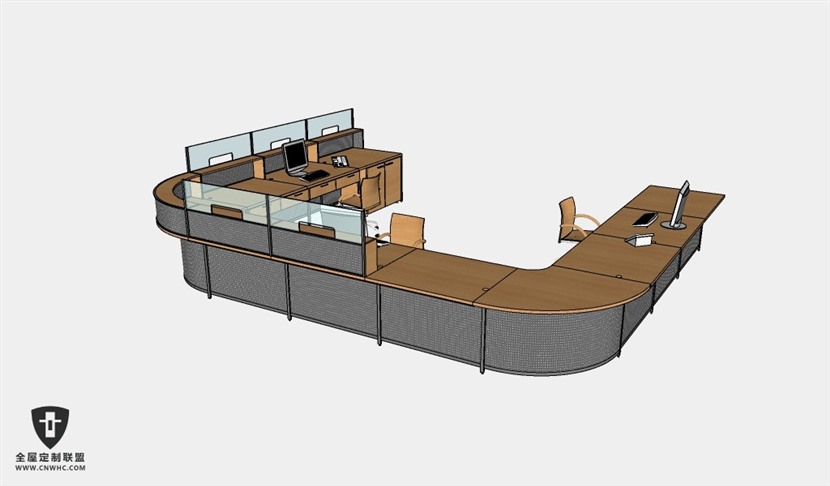 公司办公家具前台接待台服务台SketchUp模型库草图大师模型下载001