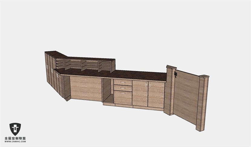 公司办公家具前台接待台服务台SketchUp模型库草图大师模型下载005
