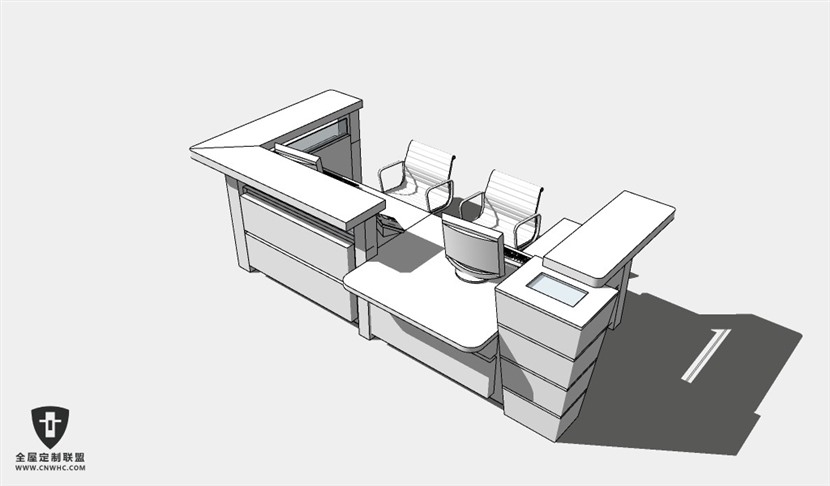 公司办公家具前台接待台服务台SketchUp模型库草图大师模型下载008