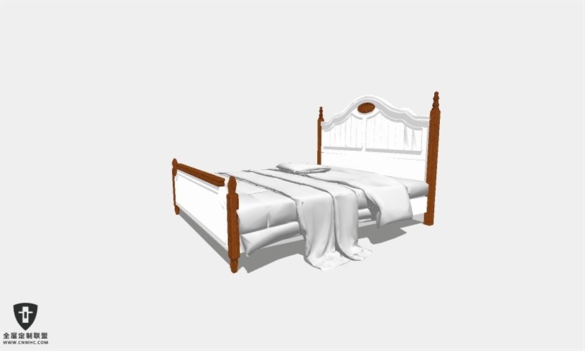 地中海风格双人床SketchUp模型库草图大师模型下载005