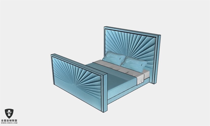 地中海风格双人床SketchUp模型库草图大师模型下载011