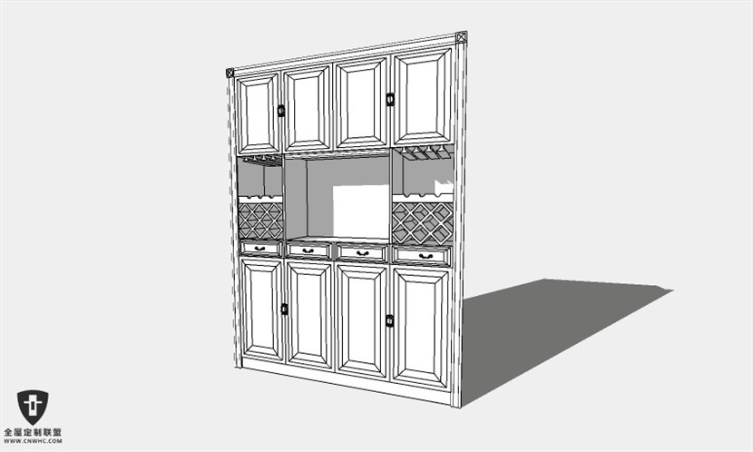 地中海风格柜子酒柜SketchUp模型库草图大师模型008