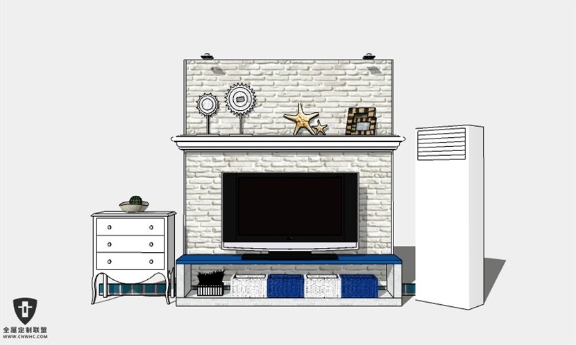 地中海风格电视柜SketchUp模型库草图大师模型下载004