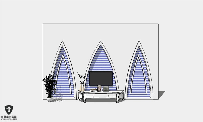 地中海风格电视柜SketchUp模型库草图大师模型下载006