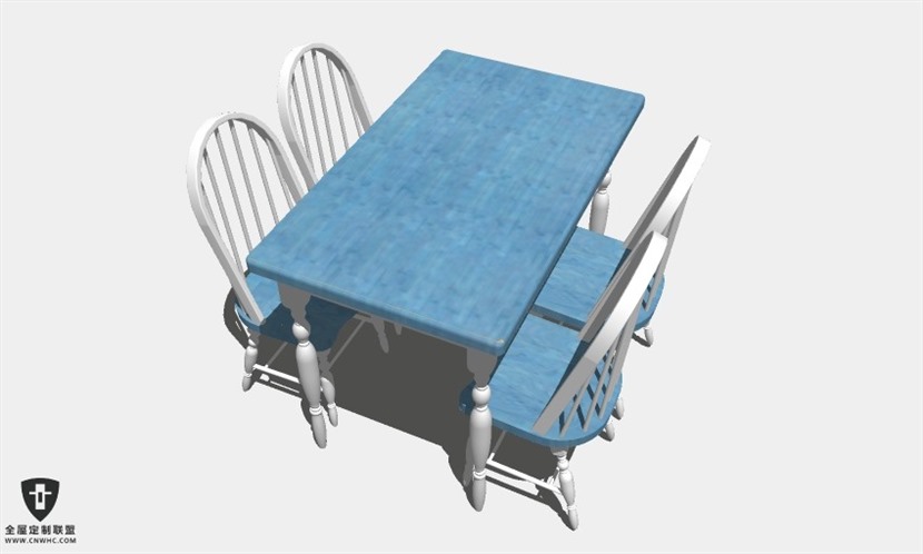 地中海风格餐桌椅子组合SketchUp模型库草图大师模型下载005