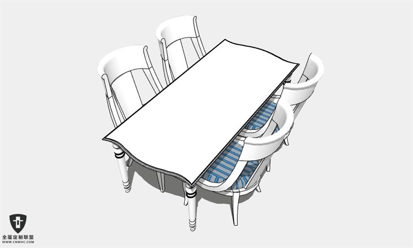 地中海风格餐桌椅子组合SketchUp模型库草图大师模型下载007