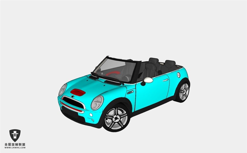 宝马迷你汽车2006 Mini Cooper S Convertible敞篷轿车SketchUp模型库草图大师模型下载