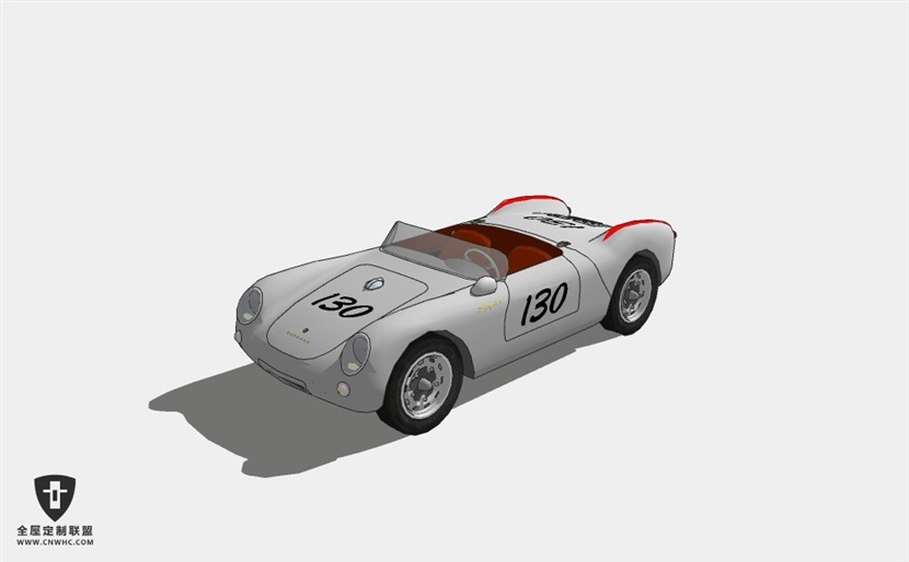 保时捷轿车汽车Porsche 550_dean敞篷跑车SketchUp模型库草图大师模型下载